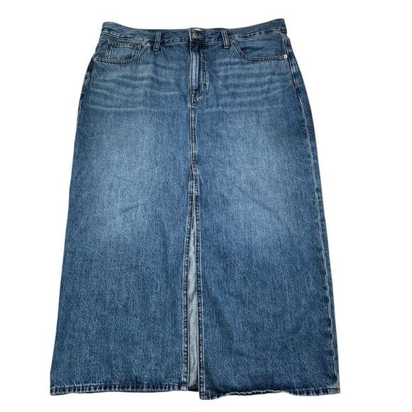Madewell Denim Front Slit Midi Skirt Blue Size 31 - Picture 4 of 9